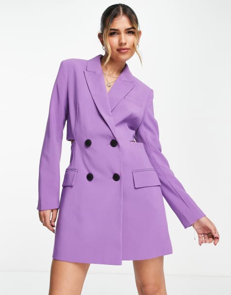 Stradivarius blazer dress with cut-out detail in purple - view 1