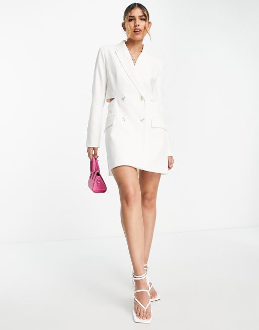 Stradivarius blazer dress with cut out detail in white