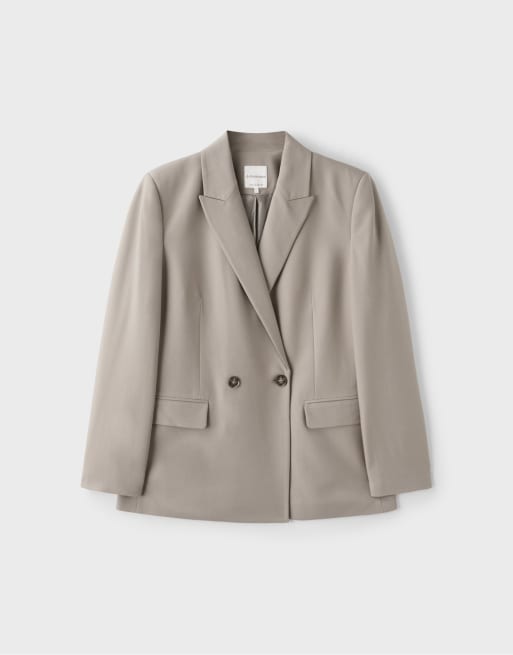 Stradivarius blazer dritto con bottoni beige, 6 di 7