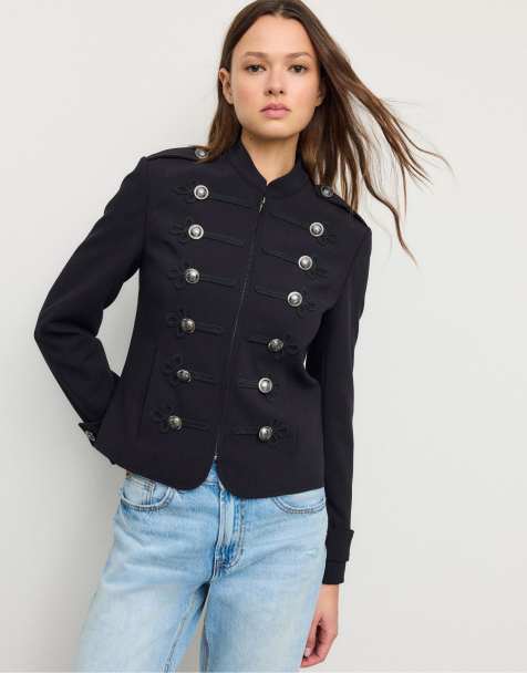 Stradivarius – Blazer in Schwarz mit graviertem Knopfdetail - view 1