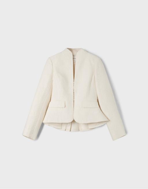 Stradivarius blazer jacquard asymétrique écru, 6 de 7
