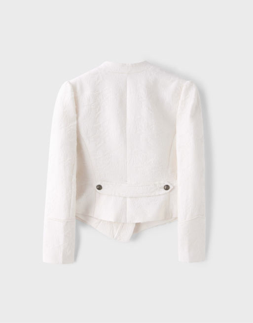 Stradivarius blazer jacquard color ecru, 7 di 7