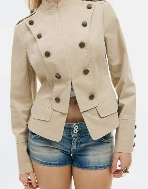 Stradivarius - Blazer militare beige, 4 di 4