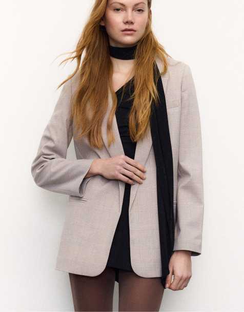 Stradivarius - Blazer ouvert à rayures - Taupe - view 1