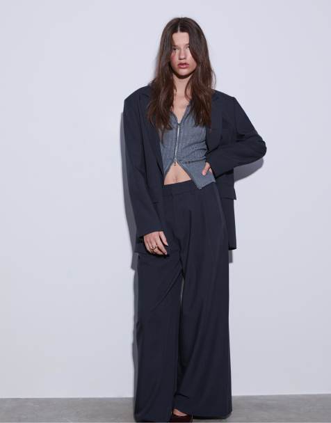 Stradivarius - Blazer oversize - Bleu foncé - view 1