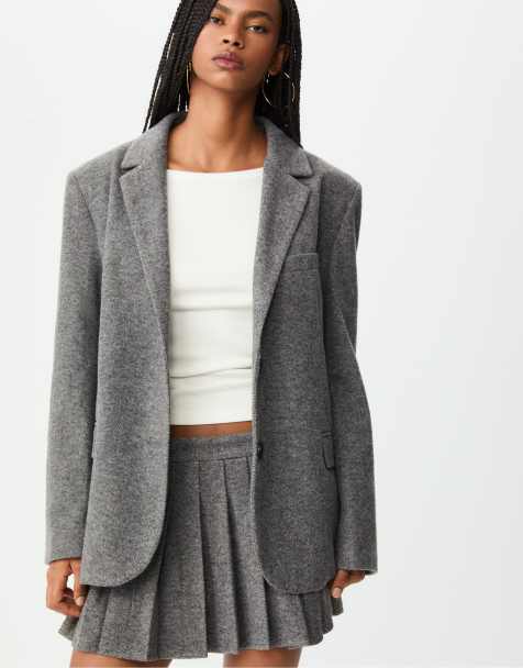 Stradivarius - Blazer oversize grigio con motivo a spina di pesce - view 1