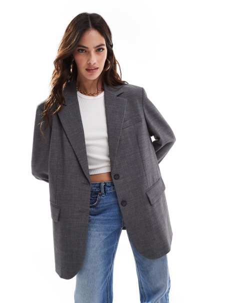 Stradivarius - Blazer oversize - Gris - view 1