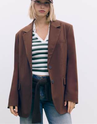 Stradivarius - Blazer oversize - Marron | ASOS