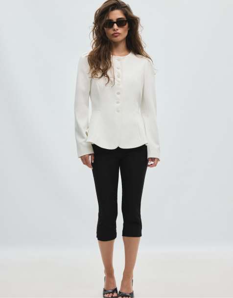 Stradivarius blazer peplo in ecru - view 1
