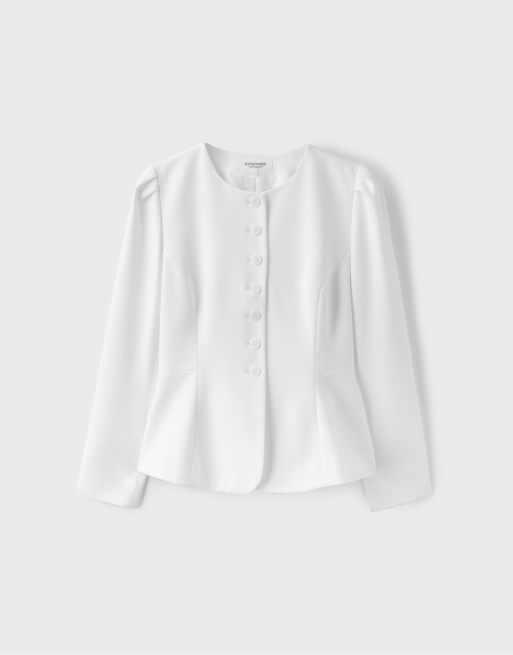 Stradivarius blazer peplo in ecru, 6 di 7