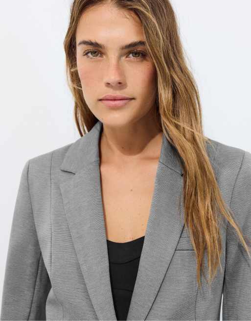 Stradivarius - Blazer slim fit grigio scuro, 2 di 4