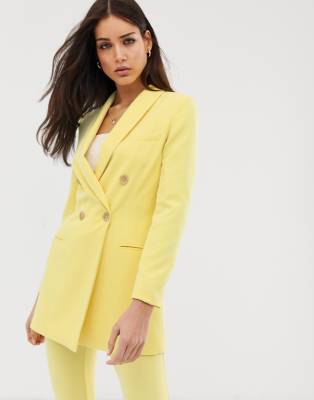 Stradivarius - Blazer taglio lungo giallo in coordinato