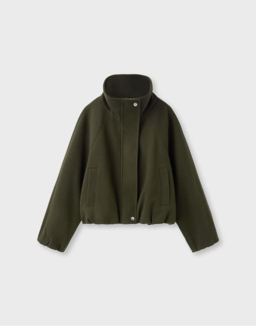 Stradivarius blød bomberjakke i khaki, 6 af 7