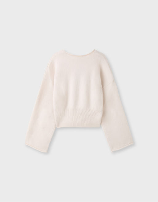 Stradivarius blød striktrøje med taljebånd i beige, 7 af 7