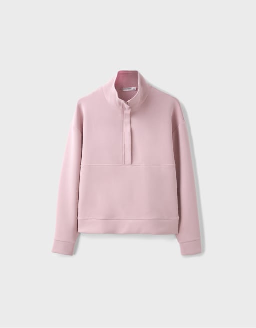 Stradivarius blød sweatshirt med lynlås i pastelrosa, 5 af 6