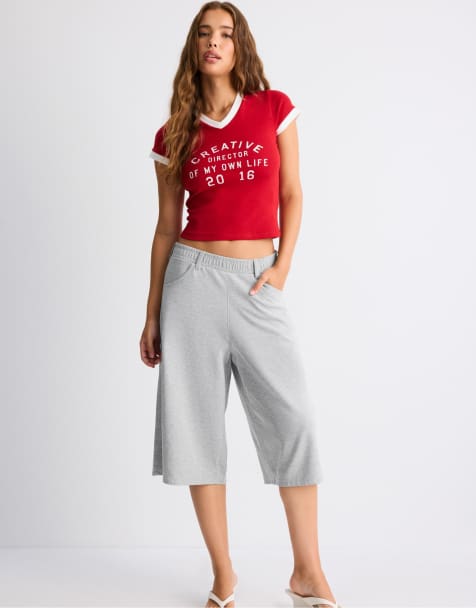 Stradivarius bløde bermudashorts i gråmeleret - view 1