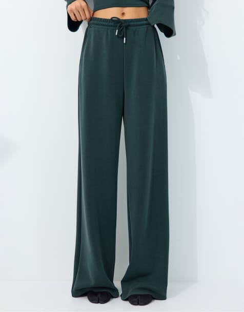 Stradivarius bløde palazzo-bukser i khaki - view 1