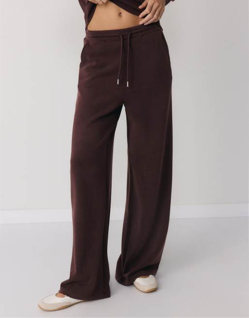 Stradivarius bløde palazzo-joggingbukser i brun, 2 af 4