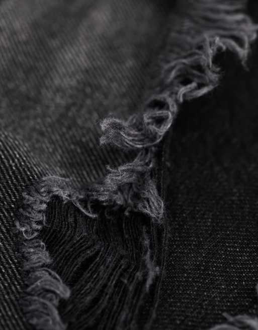 Stradivarius – Bleksvarta jeansshorts med revor , 2 av 4