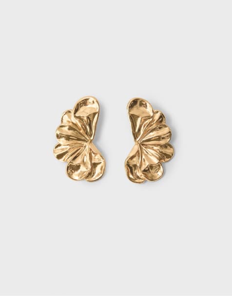 Stradivarius Blomster-vifteøreringe i guld - view 1
