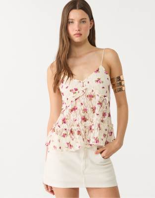 Stradivarius - Blonde - Trägertop aus Spitze in Vanille-Weiß