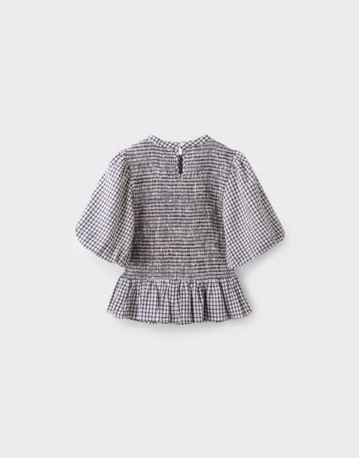 Stradivarius - Blouse à basque et manches courtes - Écru, 7 de 7