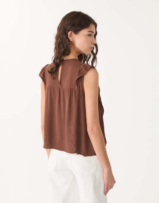 Stradivarius - Blouse à volants - Marron, 3 de 4
