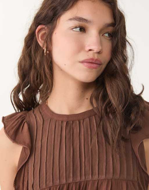 Stradivarius - Blouse à volants - Marron, 4 de 4