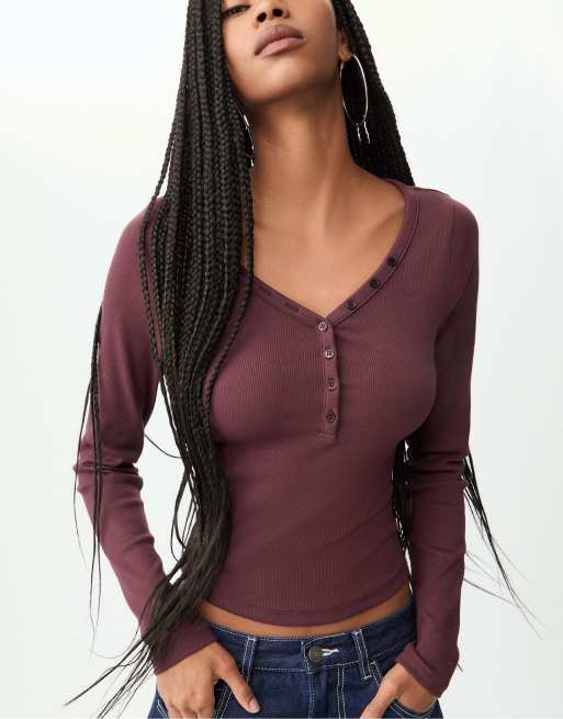 Stradivarius - Blouse boutonnée - Rouge