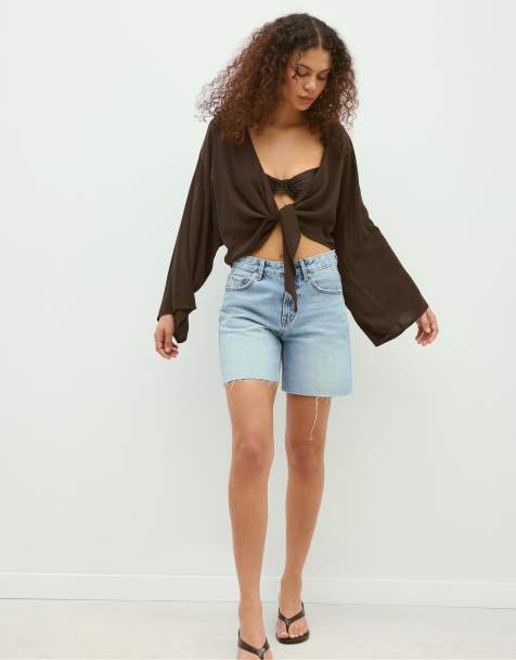Stradivarius - Blouse fluide ouverte - Marron - view 1