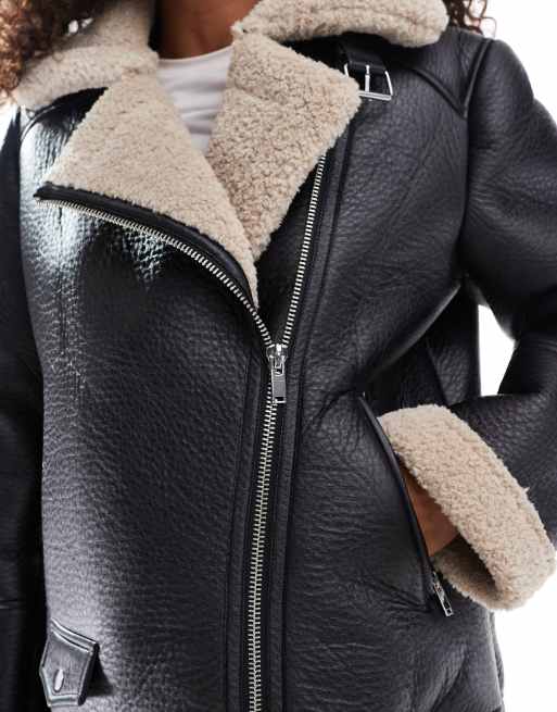 Stradivarius Blouson aviateur avec col oversize et doublure en