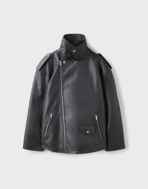 Stradivarius blouson style motard effet cuir gris foncé - view 1