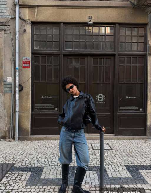 Stradivarius blouson style motard oversize noir, 2 de 7