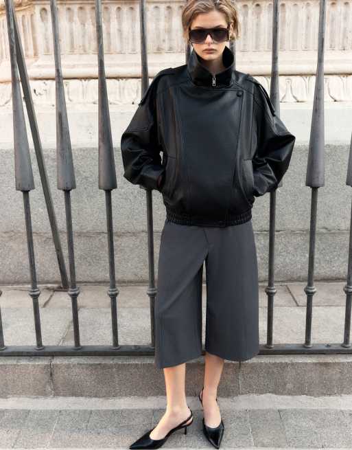 Stradivarius blouson style motard oversize noir, 4 de 7
