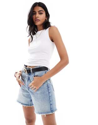 Stradivarius Stradivarius boat neck sleeveless top in white