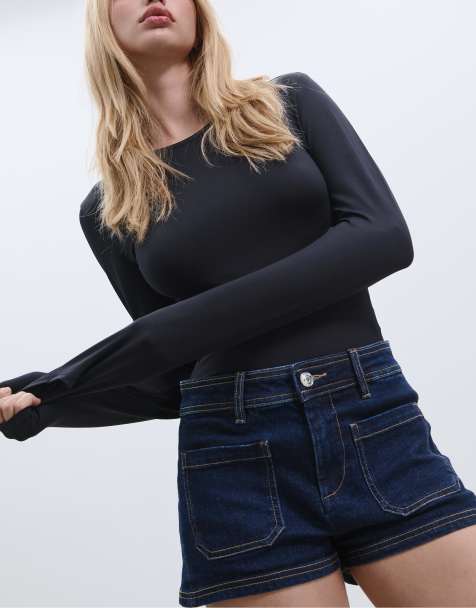 Stradivarius - Body a maniche lunghe in poliammide nero - view 1