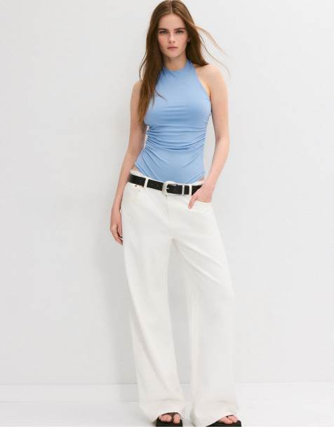 Stradivarius - Body allacciato al collo celeste - view 1