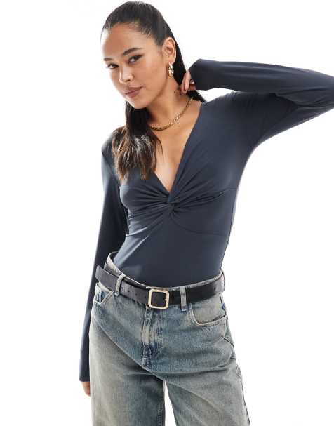 Stradivarius - Body antracite con intreccio sul davanti - view 1