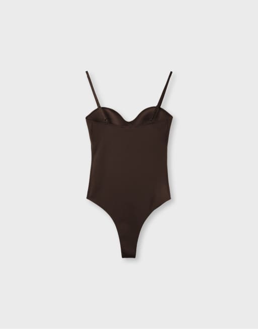 Stradivarius body imbottito con coppe marrone, 7 di 7