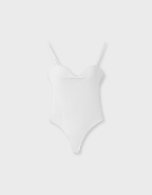 Stradivarius body rembourré à bonnets en écru, 6 de 7