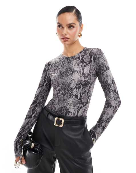 Stradivarius bodysuit in snake print - view 1