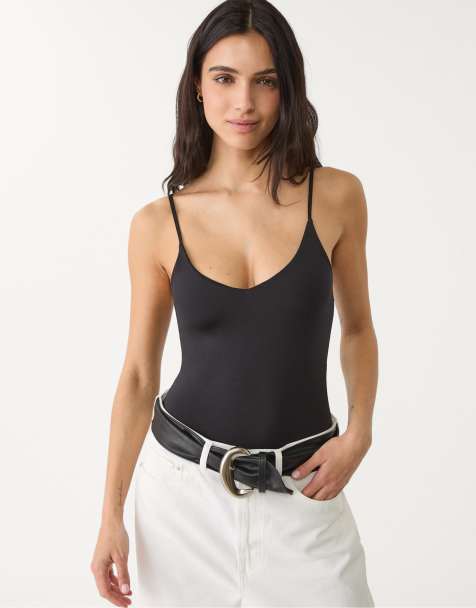 Stradivarius bodysuit with straps in black