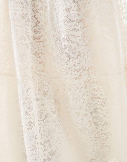 Stradivarius boho lace midi skirt in ecru