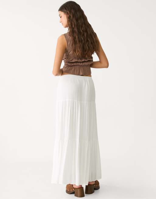 Stradivarius – Boho-Midirock in Weiß, 3 von 3