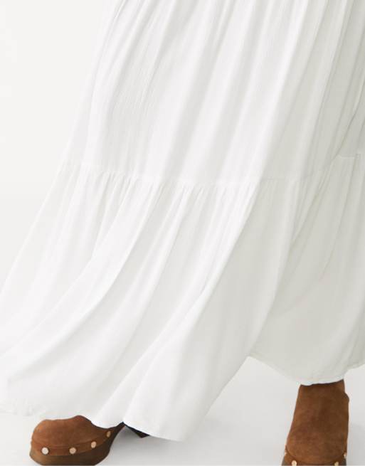 Stradivarius - Boho midirok in wit, 3 van 4
