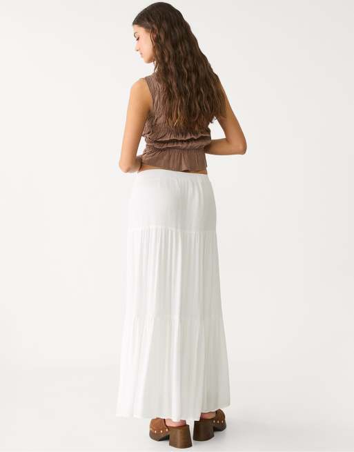 Stradivarius - Boho midirok in wit, 4 van 4