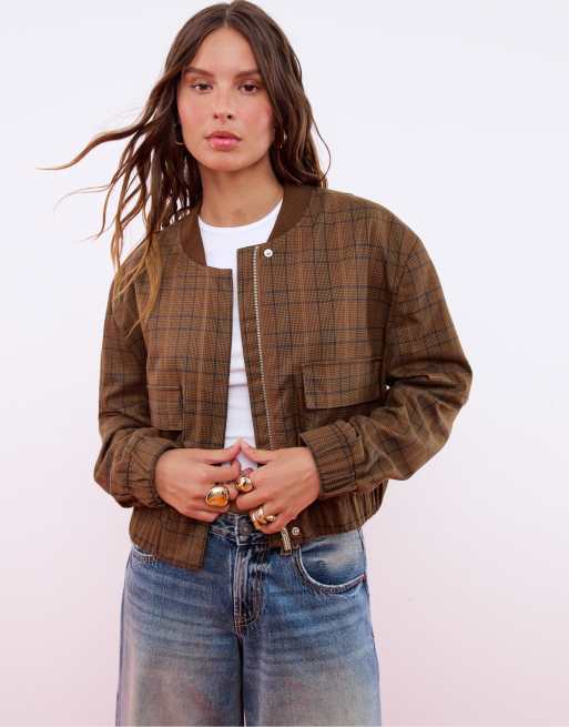 Bomber Stradivarius Marron Rouille En Coton - Taille M, Neuf Sans étiquette