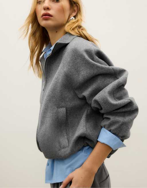 Stradivarius - Bomber doux au toucher - Gris foncé, 2 de 4