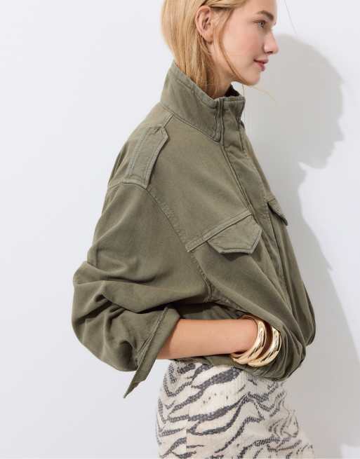 Stradivarius - Bomber fonctionnel - Kaki, 2 de 4
