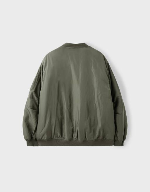 Stradivarius bomber oversize in khaki, 7 di 7